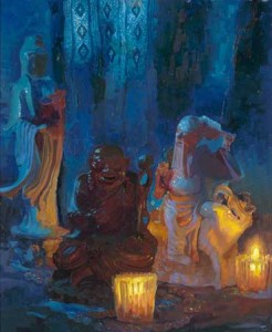 Peter Adams' Painting, "Two Lohans and Kwan Yin" was exhibited at the "15th Annual National Juried Exhibition of Traditional Oils"