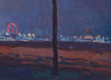 American Legacy Fine Arts presents " Santa Monica Pier Nocturne" a painting by Eric Merrell.