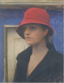 American Legacy Fine Arts presents "Girl with Red Hat" a painting by Jeremy Lipking.