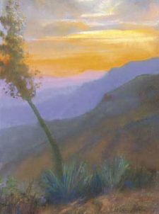 American Legacy Fine Arts presents "Yucca at Sunset off Mulholland" a painting by Peter Adams.