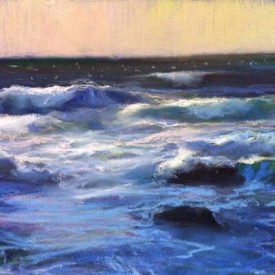 American Legacy Fine Arts presents "Windy Afternoon at Asilomar Beach, Monterey" a painting by Peter Adams.