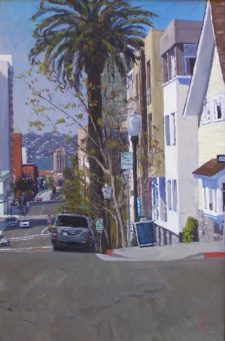 American Legacy Fine Arts presents "Downtown Bay View; San Diego" a painting by Scott Prior.