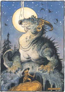 American Legacy Fine Arts presents "out - Siegfried and Fafnir" a painting by William Stout