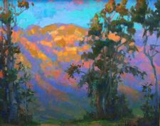American Legacy Fine Arts presents "Evening Glow on Mt. Lowe; San Gabriels" a painting by Peter Adams.