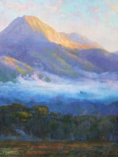 American Legacy Fine Arts presents "Morning Clouds Hovering Below Mount Blanca, Trinchera Ranch Colorado" a painting by Peter Adams.