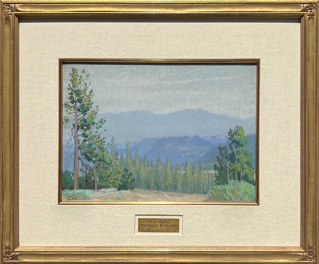 Theodore N. Lukits Historic Artist Pastel Painting Landscape, trees, mountains, mist