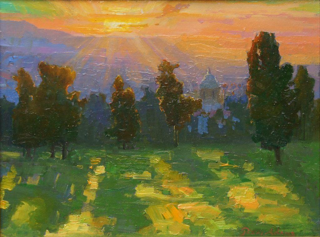American Legacy Fine Arts presents Sunrise and Long Shadows a painting by Peter Adams