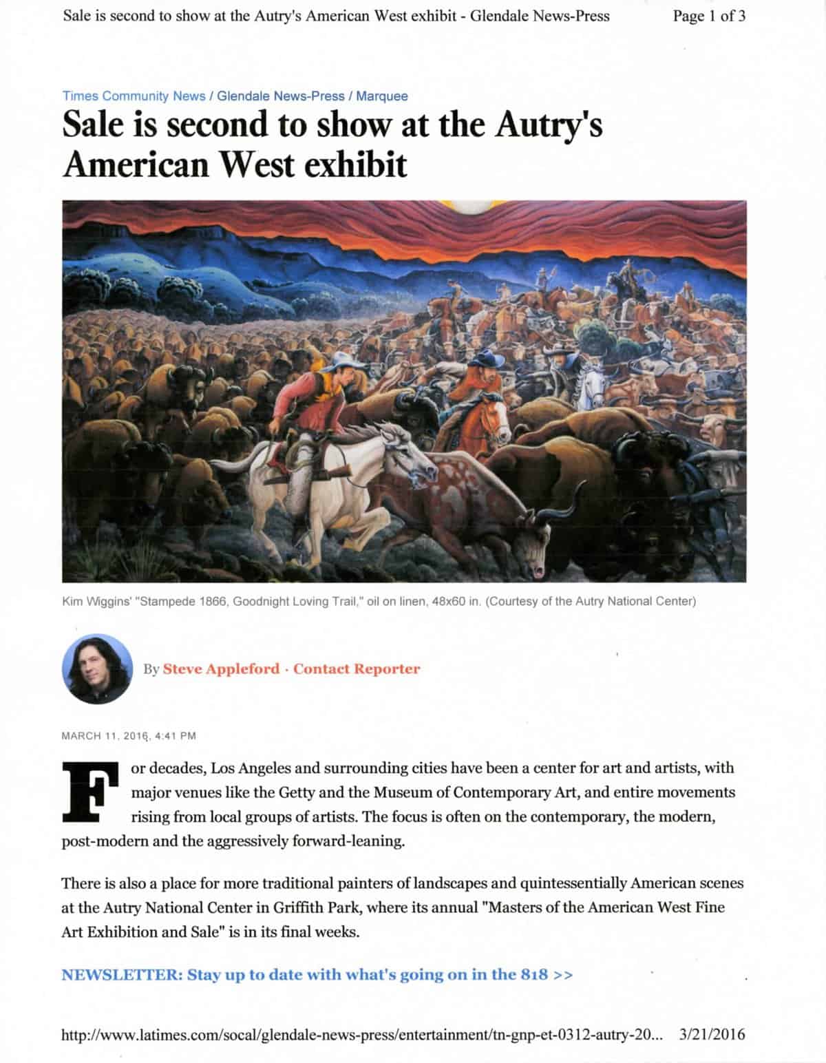 American Legacy Fine Arts presents Peter Adams in Glendale News-Press Newspaper