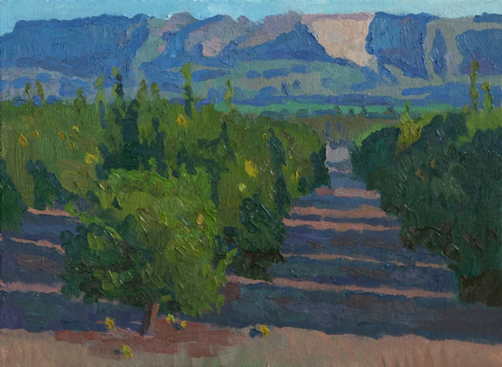 American Legacy Fine Arts presents "Fillmore Orange Groves" a painting by Eric Merrell.