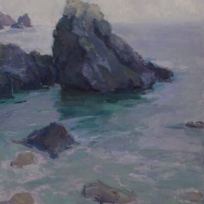 American Legacy Fine Arts presents "Silver Light; Pelican Cove, Palos Verdes" a painting by Amy Sidrane.