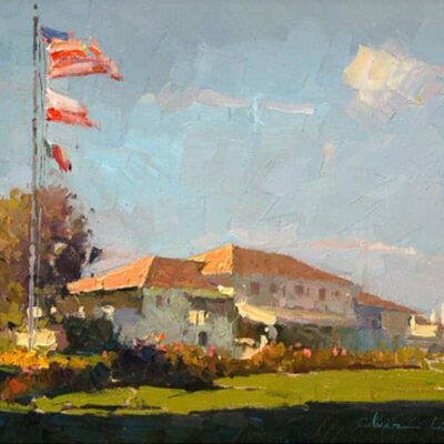 American Legacy Fine Arts presents "The Clubhouse" a painting by Calvin Liang.