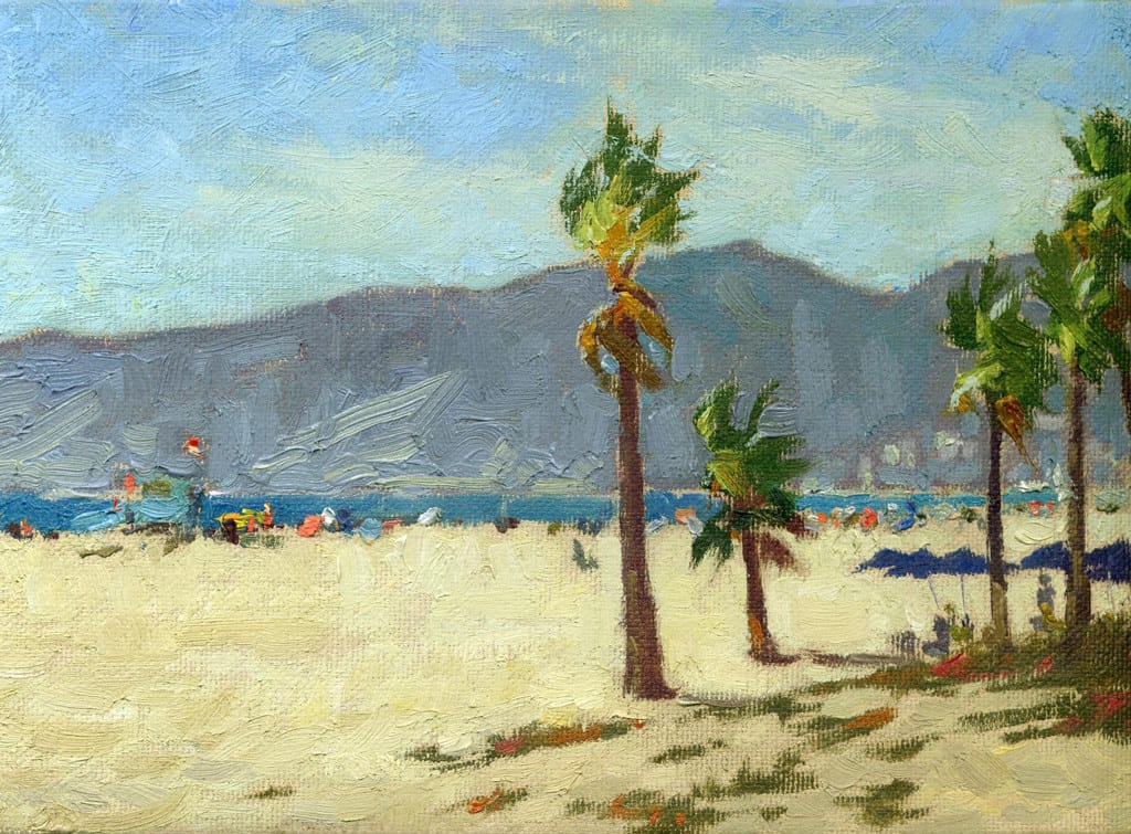 American Legacy Fine Arts presents "Last Days of Summer, Santa Monica Beach" a painting by Stephen Mirich.