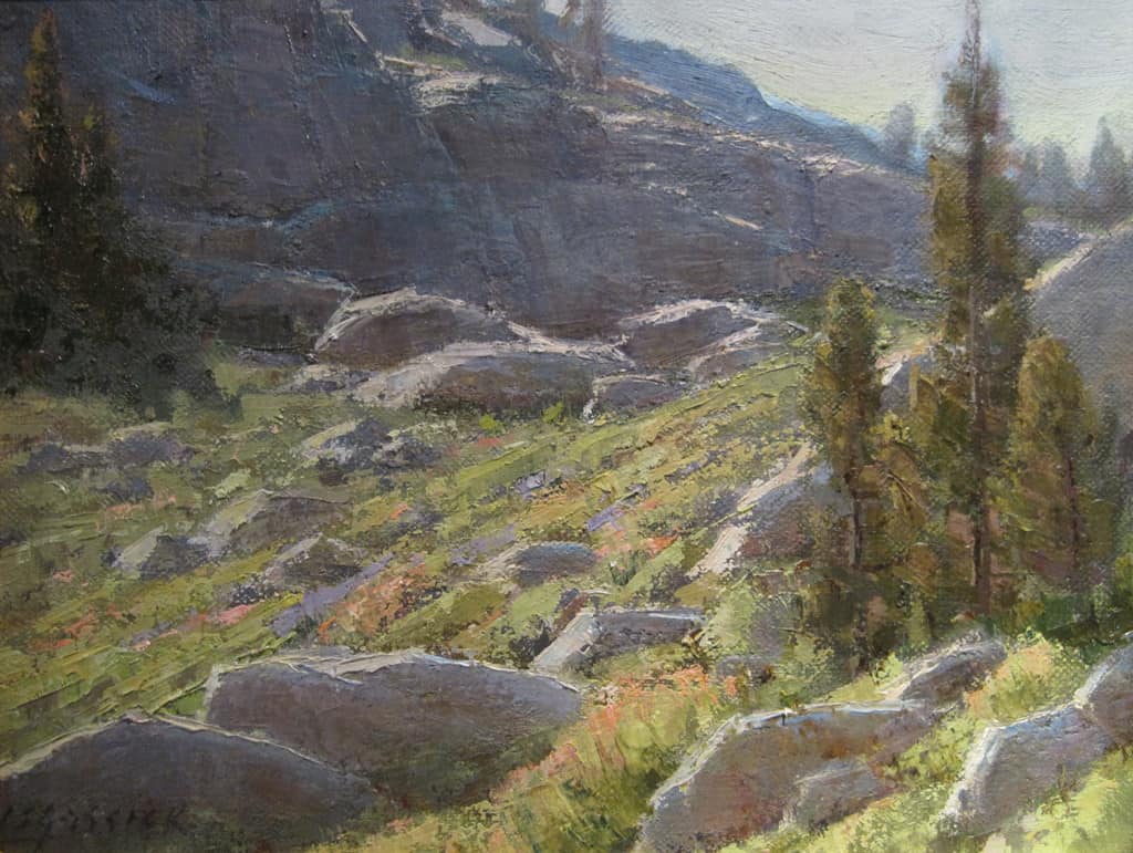American Legacy Fine Arts presents "Donner Pass Slopes" a painting by Jean LeGassick.