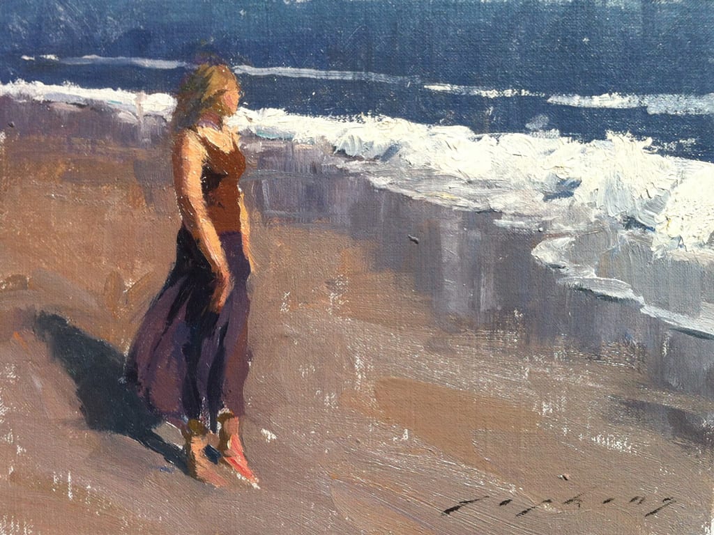 American Legacy Fine Arts presents "Afternoon Walk on the Beach" a painting by Jeremy Lipking.