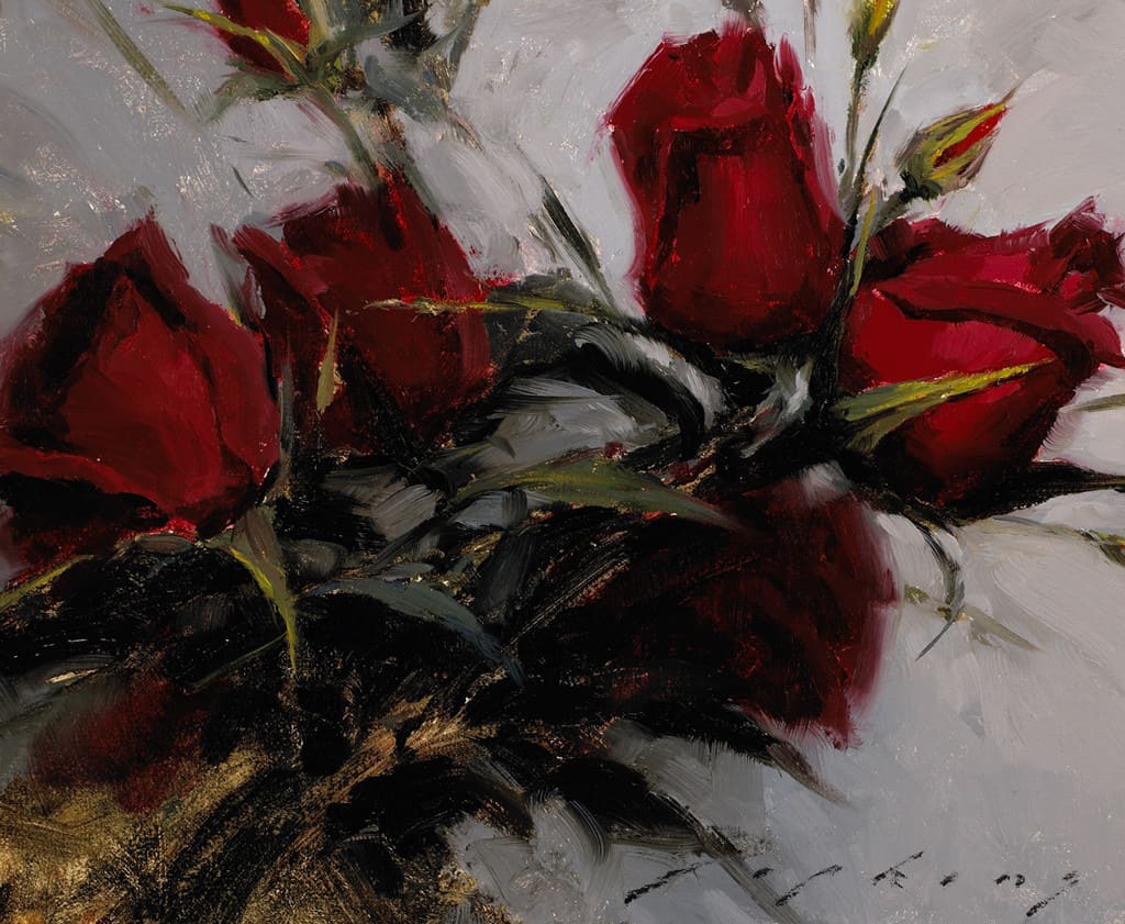 American Legacy Fine Arts presents "Red Roses" painting by Jeremy Lipking.