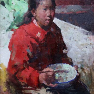 American Legacy Fine Arts presents "Breakfast" a painting by Jove Wang.