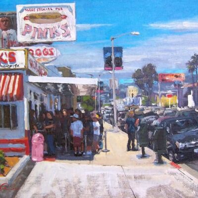 American Legacy Fine Arts presents "Lunch at Pink's" a painting by Scott W. Prior.