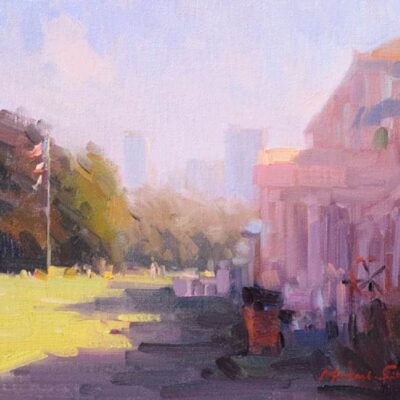 American Legacy Fine Arts presents "Corner of CLubhouse" a painting by Michael Situ.