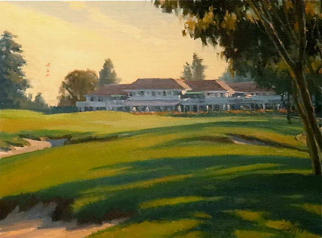 American Legacy Fine Arts presents "Approach to the Clubhouse" a painting by Michael Obermeyer.
