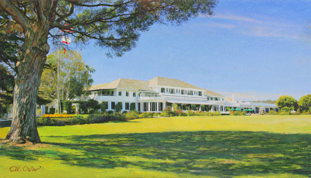 American Legacy Fine Arts presents "LACC 9; Clubhouse from the 18th" a painting by Alexander V. Orlov.