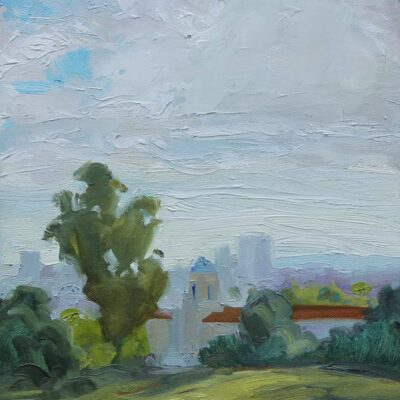 American Legacy Fine Arts presents "Los Angeles Schoolhouse View" a painting by Tony Peters.