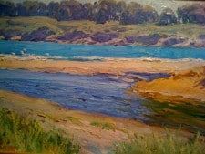 American Legacy Fine Arts presents "Turquoise Water; Cambria" a painting by Tim Solliday.