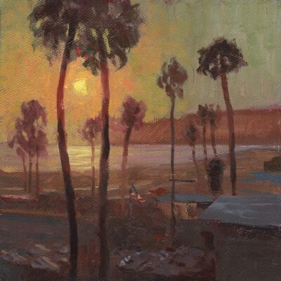 American Legacy Fine Arts Presents "Sunset over Santa Monica" a painting by Tony Pro.