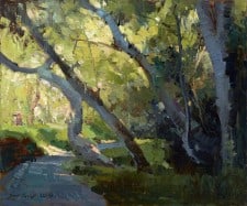 American Legacy Fine Arts presents "Cart Path at the Golf Course" a painting by Jove Wang.