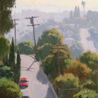 American Legacy Fine Arts presents "Hazy Hills near Lincoln Park" a painting by Frank Serrano.
