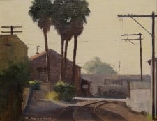 American Legacy Fine Arts presents "Industry Palms; Downtown Los Angeles" a painting by Frank Serrano.