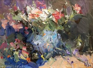 🎉Happy birthday to the amazingly talented artist Jove Wang 🥳 “Flowers in French Blue Vase” by Jove Wang