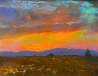 “The last rays of the sun illuminate the western sky over Tehachapi, casting a radiant amber light that colors the soft wool of the sheep as they return home. This serene moment captures the gentle harmony between nature and pastoral life, embodying a fleeting yet timeless scene.”
—Peter Adams @artofpeteradams
Presenting “Going Home; Tehachapi, California” - an ethereal oil painting on panel, measuring 20” x 24”
This work, among others from Peter Adams, can be acquired through @americanlegacyfinearts
#pleinair #landscapepainting #painting #artgallery #contemporarytraditionalart #contemporaryart #artcollection #contemporaryartist #artforsale #artcollector #artcollectors #artforthehome #originalart #oilpainting #buyart #artcurator #fineart #paintings #painter #californiaartist #californiaart #californiaartists #tehachapimountains #tehachapi