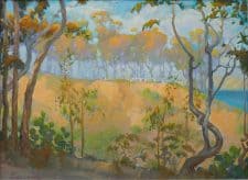 American Legacy Fine Arts presents "Eucalyptus View on Old Stage Road; Catalina Island' a painting by Peter Adams.