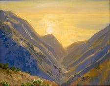 American Legacy Fine Arts presents, "Glare and Mist over Grand and Silver Canyon; Catalina" a painting by Peter Adams.