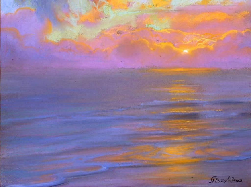 American Legacy Fine Arts presents "Lavender Horizon and Westward Beach" a painting by Peter Adams.