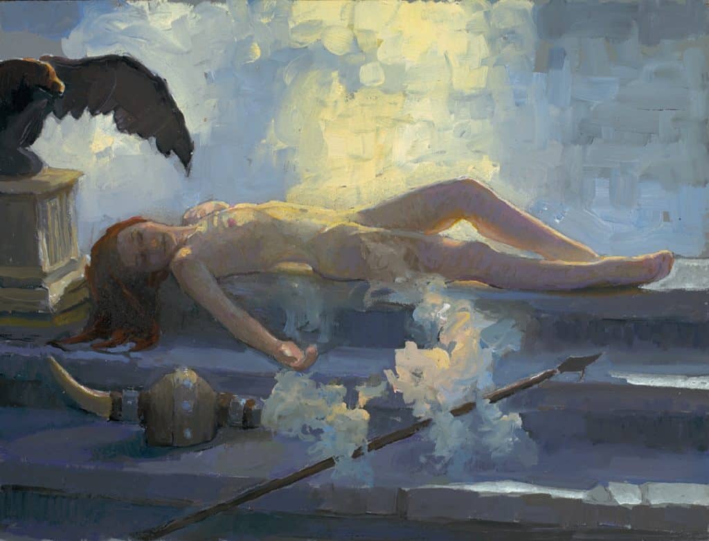 American Legacy Fine Arts presents "Brunhilde Sleeps" a painting by Peter Adams.