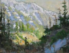 American Legacy Fine Arts presents "Early Spring Afternoon Light on Mt. Baldy" a painting by Peter Adams.