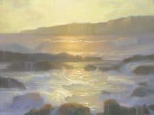 American Legacy Fine Arts presents "Golden Tide Pools; Abalone Cove" a painting by Peter Adams.