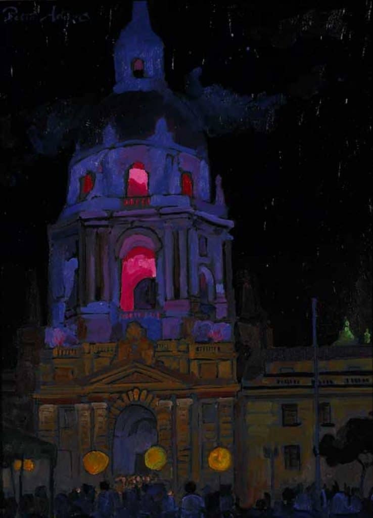 American Legacy Fine Arts presents "Reopening Celebration of City Hall; Pasadena, July 15, 2007" a painting by Peter Adams.