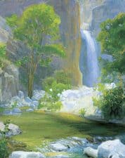 American Legacy Fine Arts presents "Waterfall at Eaton Canyon" a painting by Peter Adams.