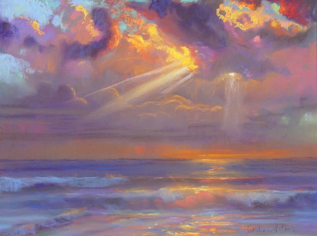 American Legacy Fine Arts presents "Winter Sunset" a painting by Peter Adams.