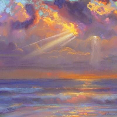 American Legacy Fine Arts presents "Winter Sunset" a painting by Peter Adams.