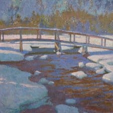 American Legacy Fine Arts presents "Winter on Tamarack Bridge" a painting by Daniel W. Pinkham.