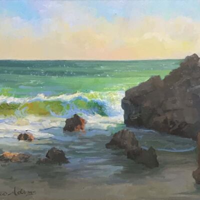 American Legacy Fine Arts presents "Windy Afternoon at Leo Carillo Beach" a painting by Peter Adams.