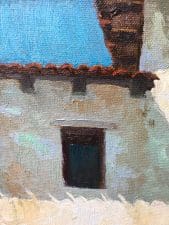 American Legacy Fine Arts presents "Carmel Mission Facade" a painting by Jennifer Moses.