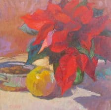 American Legacy Fine Arts presents "Cool Winter in Red and Gold" a painting by Christopher L. Cook.