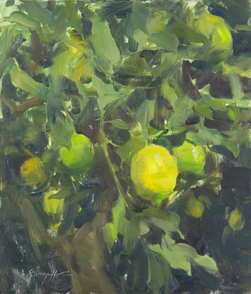 American Legacy Fine Arts presents "California Lemon Tree" a painting by Quang Ho.