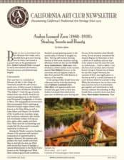 Anders Leonard Zorn Stealing Secrets and Beauty by Elaine Adams, California Art Club Newsletter
