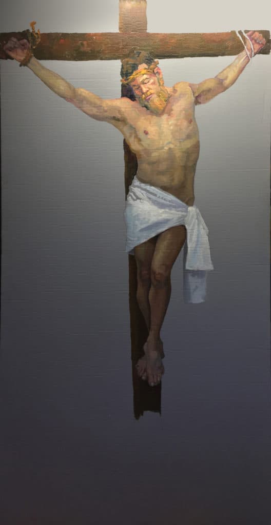 American Legacy Fine Arts presents "Life-Size Study for the Crucifixion" a painting by Peter Adams.