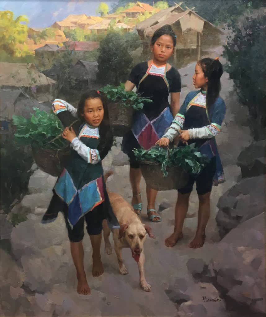 American Legacy Fine Arts presents "Family Helping Hands" a painting by Mian Situ.